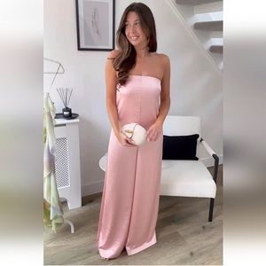 Zara jumpsuit pink strapless large
